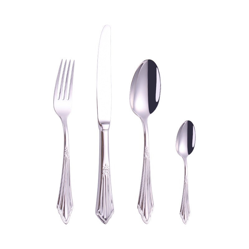 304 stainless steel knife, fork, spoon, hotel Western tableware, steak knife, fork, dessert spoon, fork, 4 piece  set - Korvel