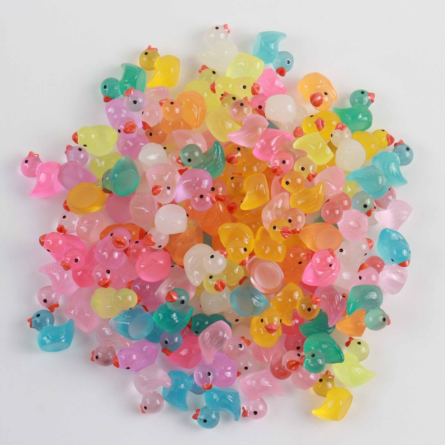 Resin luminous cartoon three-dimensional cute cartoon duck DIY car ornament keychain micro landscape hair clip decoration - Korvel