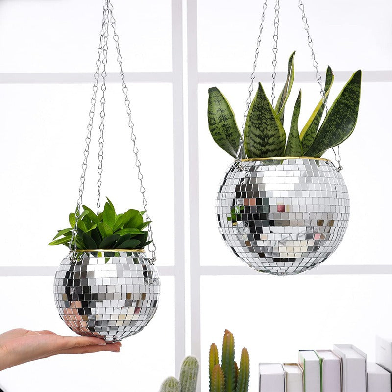 Disco Ball Planter Hanging Mirror - Spherical Decor