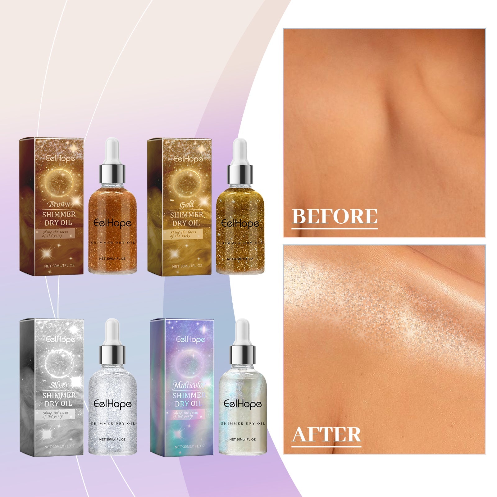 Party Body Glitter Oil, Naturally Brightening And Long-Lasting Moisturizing Party Dance Shine Shine Shine - Korvel