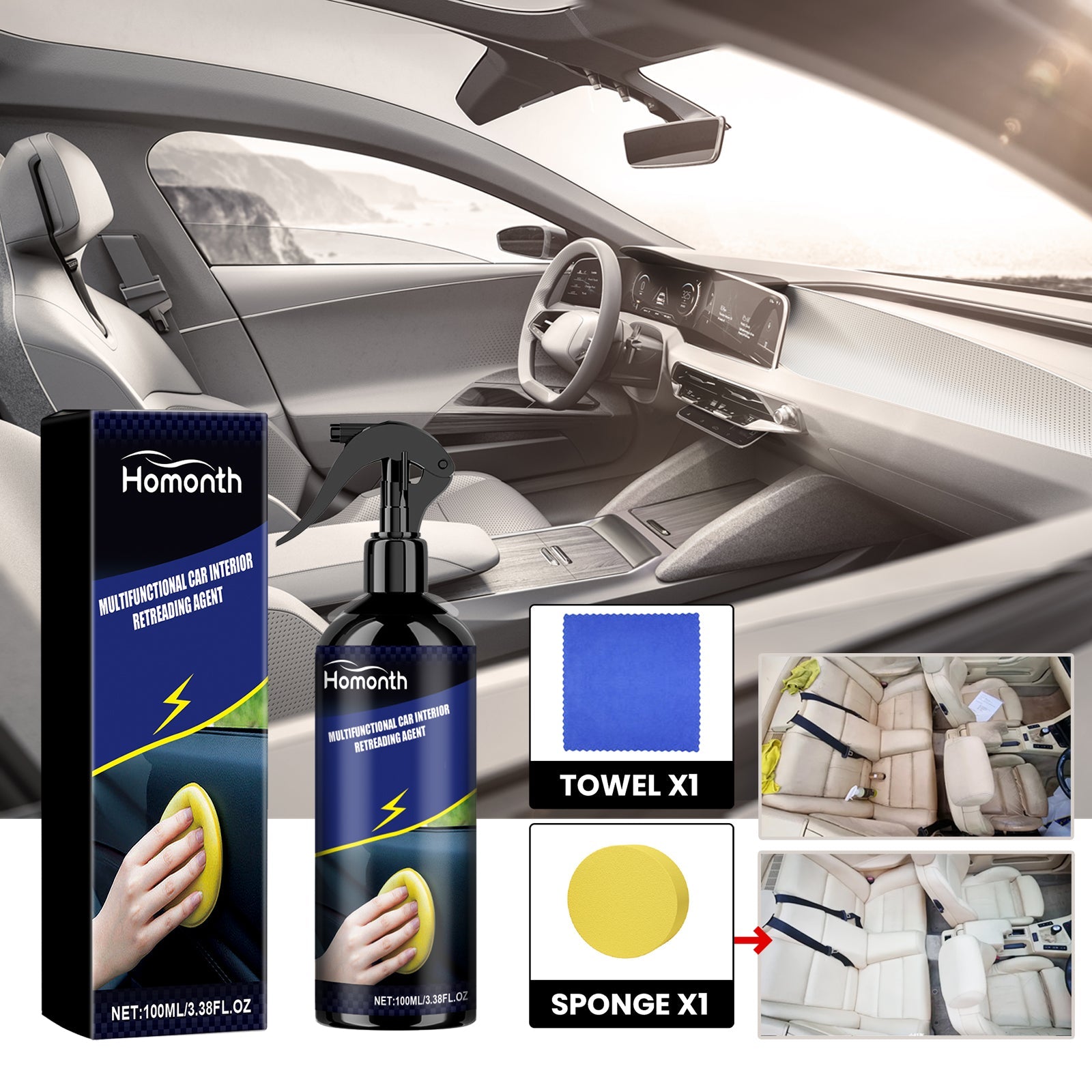 Multi-Purpose Vehicle Interior Retreader Cleans The Instrument Panel Interior With Plastic Retreading Coating For Dust Suppression - Korvel