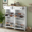 ONTREND ultra-thin shoe cabinet set with 4 flip drawers and adjustable panel top shoe rack, white - Korvel