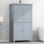Bathroom floor storage cabinet, bathroom storage cabinet, 4-door independent cabinet, adjustable shelf, adaptive shelf, gray - Korvel