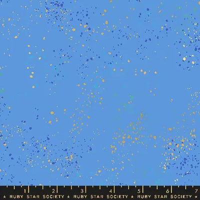 Tela Lindley Metálica Azul Con Puntos - 43"/44" Por Yarda