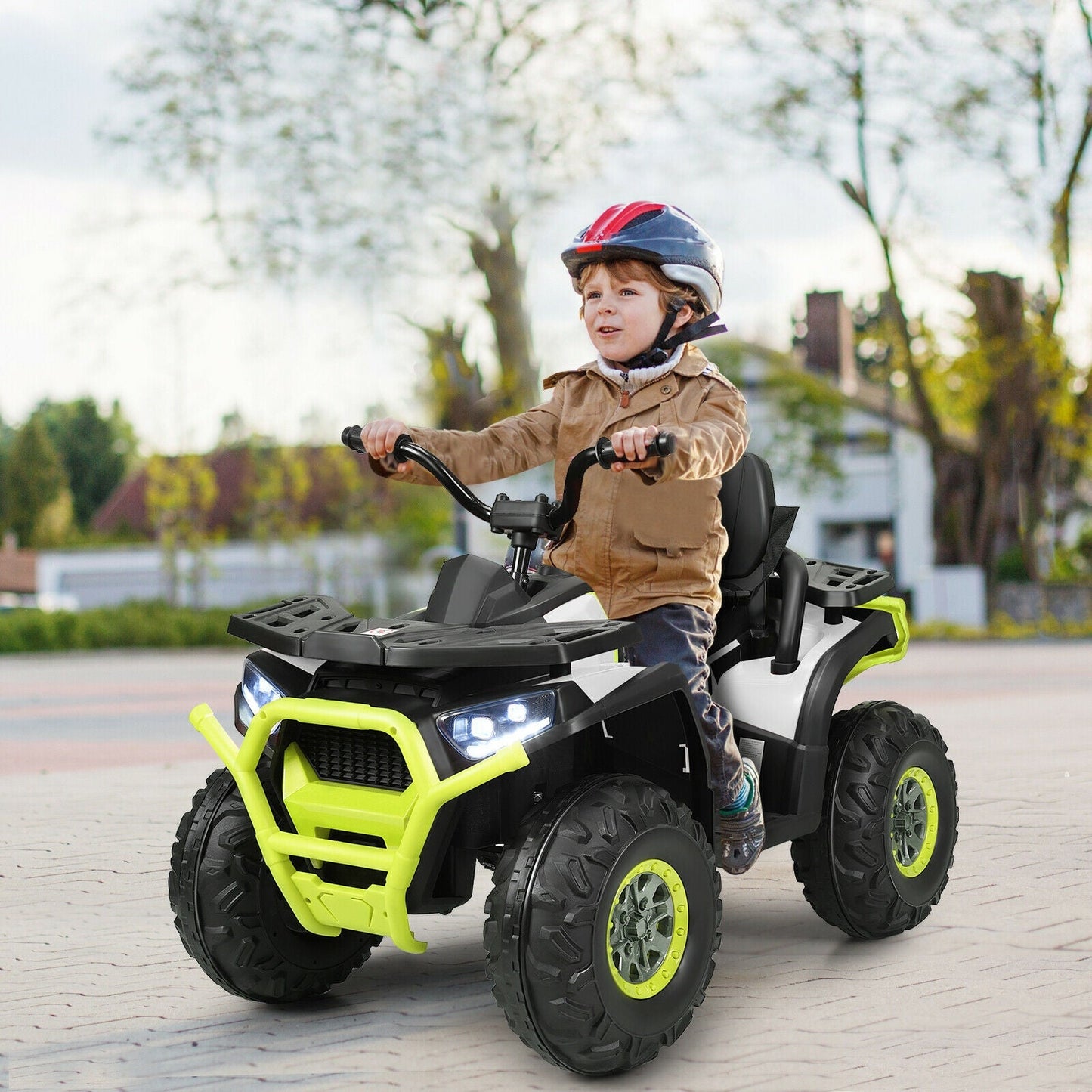 Quad ATV électrique pour enfants 12V avec MP3 et lumières LED - Blanc
