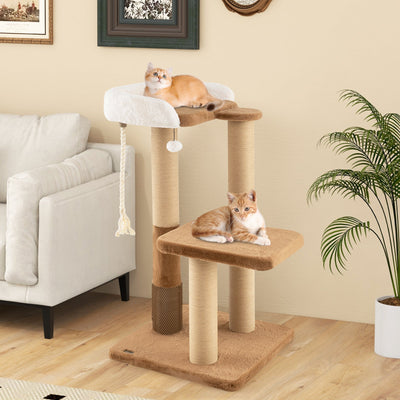 Árbol para Gatos Moderno de 44 Pulgadas con Perchero de Felpa y Características de Juego