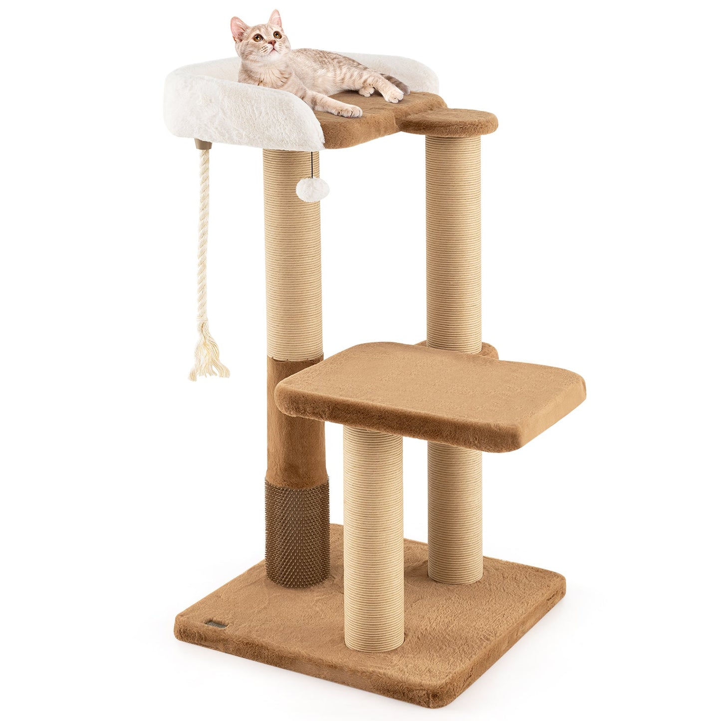 Árbol para Gatos Moderno de 44 Pulgadas con Perchero de Felpa y Características de Juego