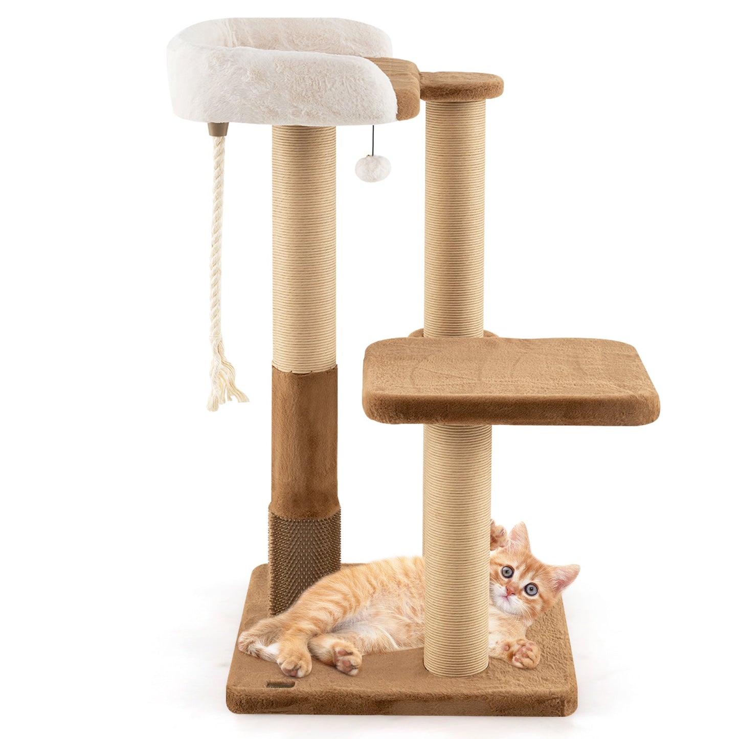 Árbol para Gatos Moderno de 44 Pulgadas con Perchero de Felpa y Características de Juego