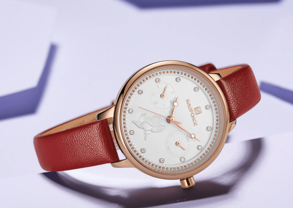 Montre de Luxe Élégante pour Femme avec Double Zircon et Chronomètre