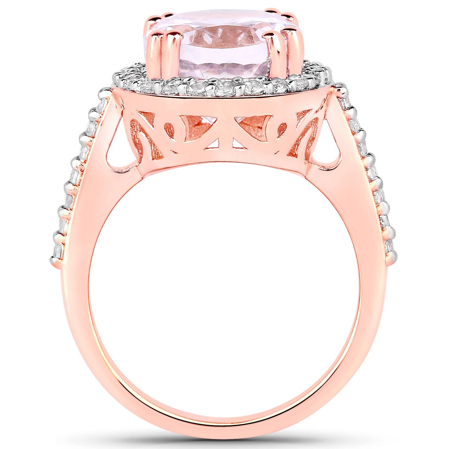 6.94 Carat Kunzite & White Topaz Sterling Silver Engagement Ring