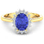 Bague Halo en Tanzanite et Diamants de 1,92 Carat en Or Jaune 14K