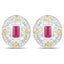 0.77 Carat Genuine Ruby and White Diamond Earrings