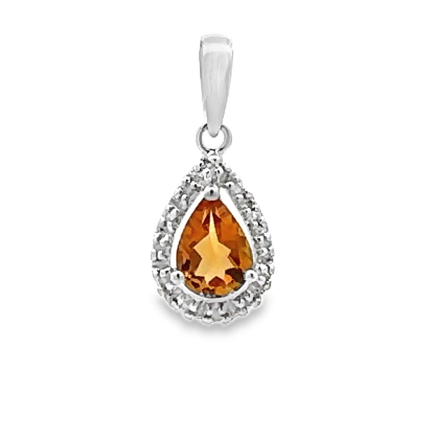 .63ct Citrine & Diamond Pendant in 10KT White Gold