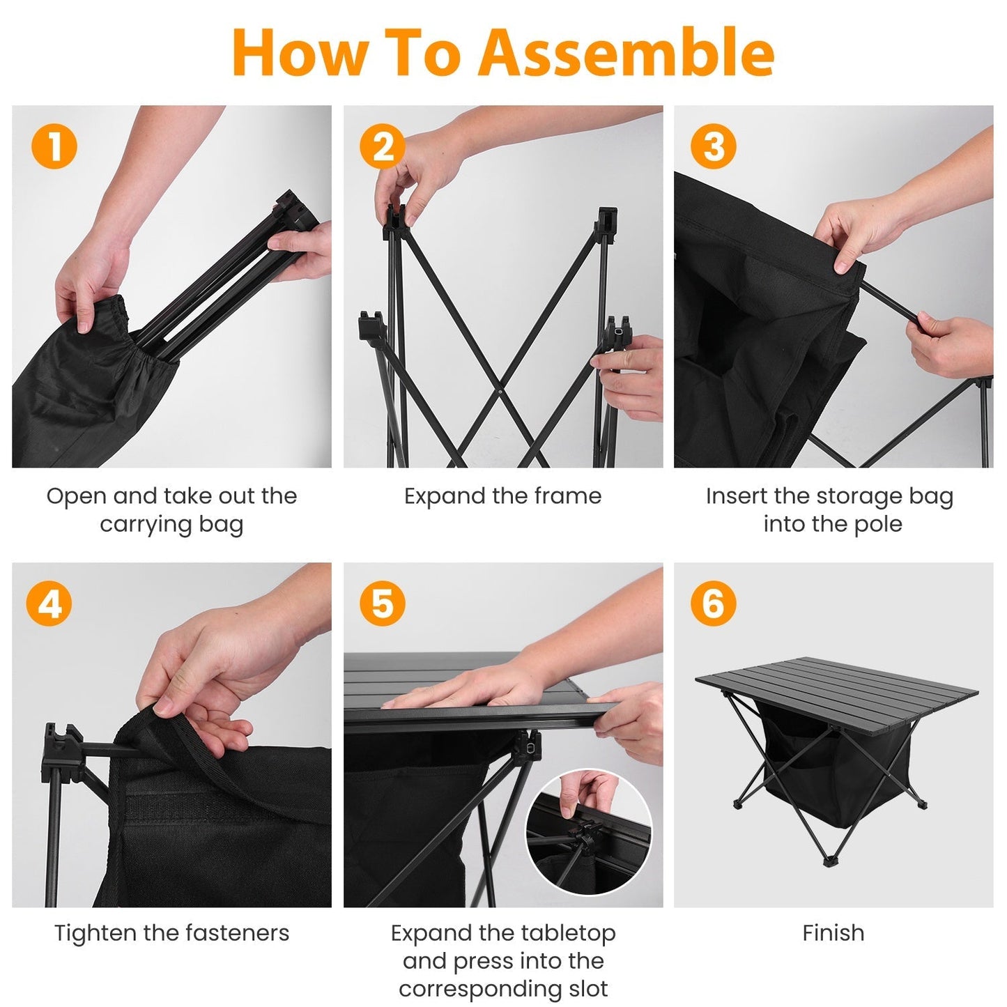 Foldable Camping Table with Storage Basket - Portable Aluminum Alloy