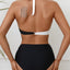 Conjunto de bikini cruzado en blanco y negro con contraste