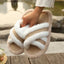 Fluffy Cross Strap Stitching Casual Platform Slippers