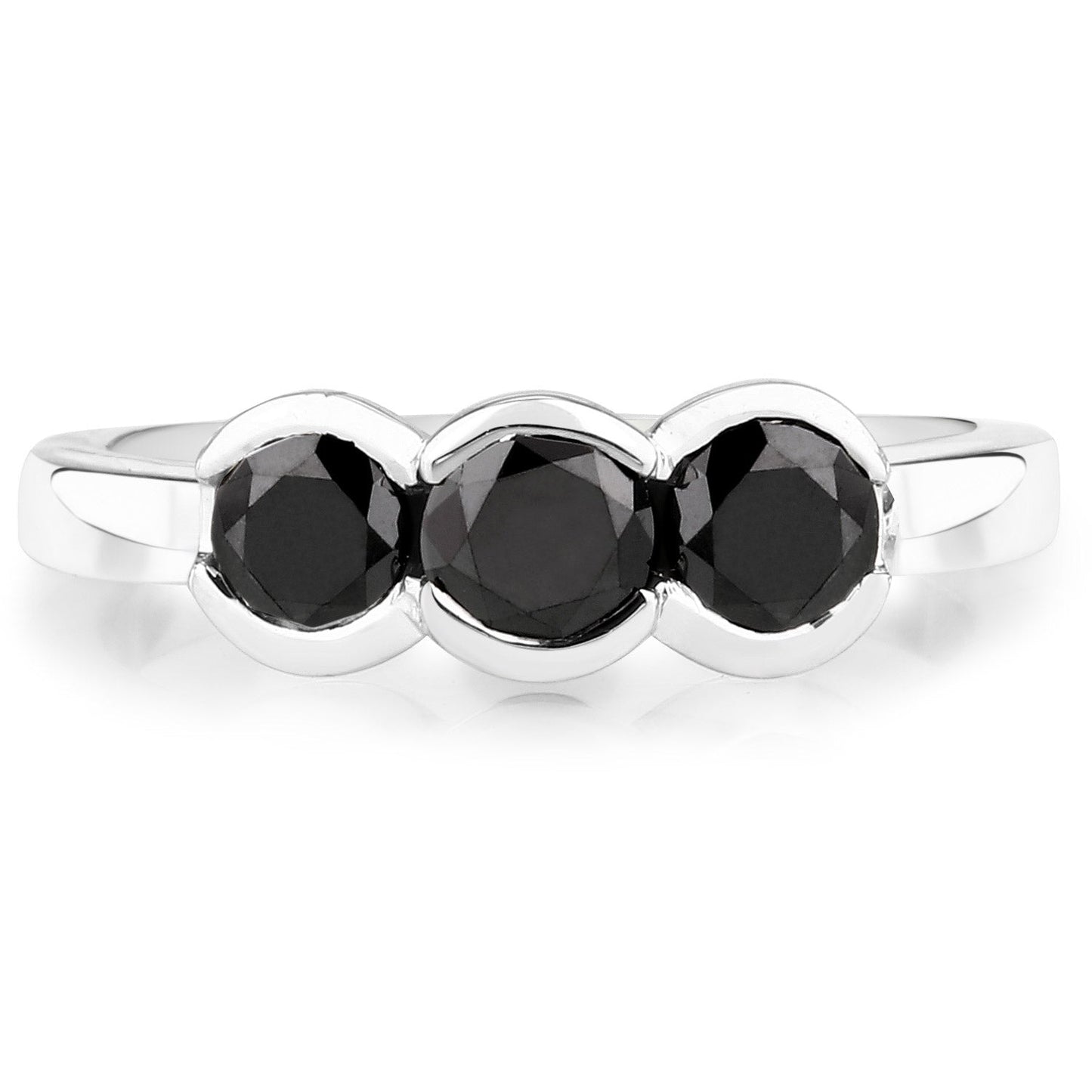 1.22 Carat Genuine Black Diamond Sterling Silver Engagement Ring