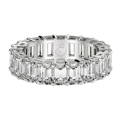 Emerald Cut Lab Grown Diamond Eternity Ring in 14k White Gold