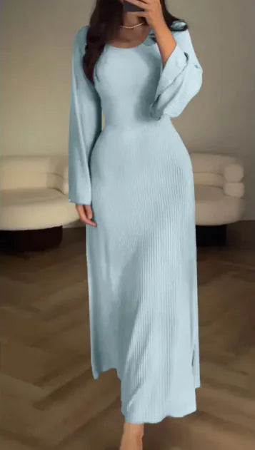 Elegant Long Sleeve Split Dress for Women