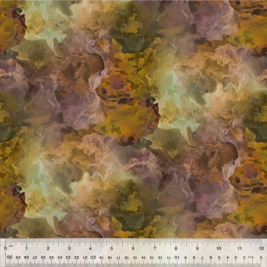 Multi Color Tempest Nebula Amber Cotton Fabric - 44"/45" Per Yard