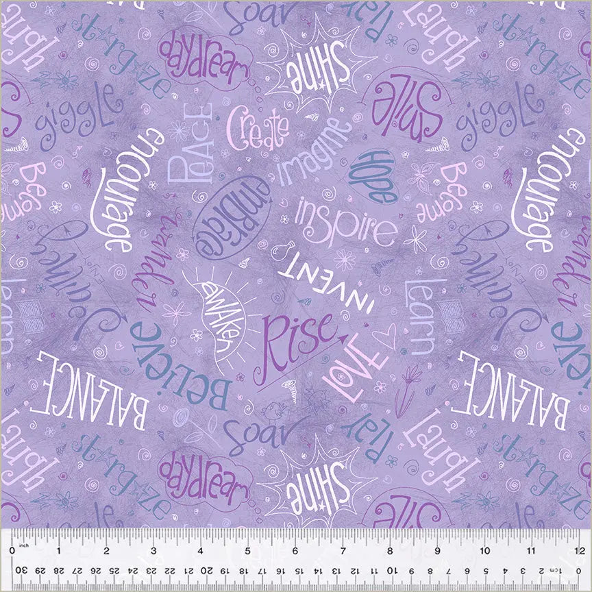 Purple Lilac Noteworthy Aspirations Cotton Fabric - 44"/45" Per Yard