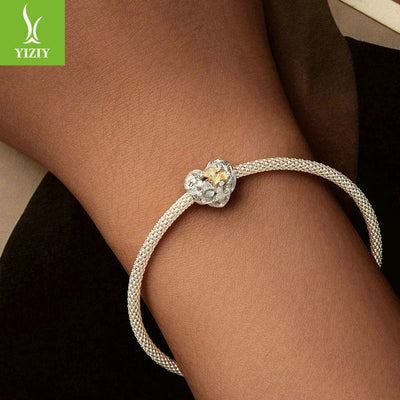 Silver Charm Ginkgo Leaf Splicing Love DIY Bracelet Beads Loose Beads Romantic Autumn Leaves s925 Pure Silver Beads - Korvel