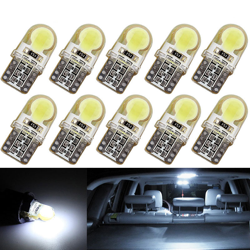 10Pcs Auto T10 Led Cold White 194 W5W LED 168 COB Silica Car Super Bright Turn Side License Plate Light Lamp Bulb DC 12V - Korvel