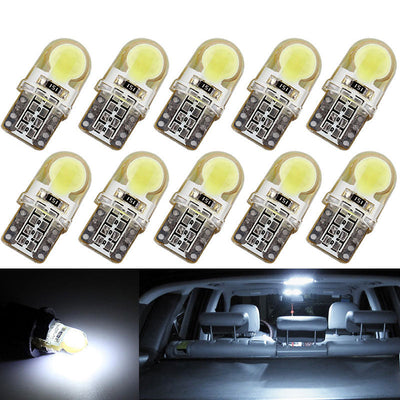 10Pcs Auto T10 Led Cold White 194 W5W LED 168 COB Silica Car Super Bright Turn Side License Plate Light Lamp Bulb DC 12V - Korvel