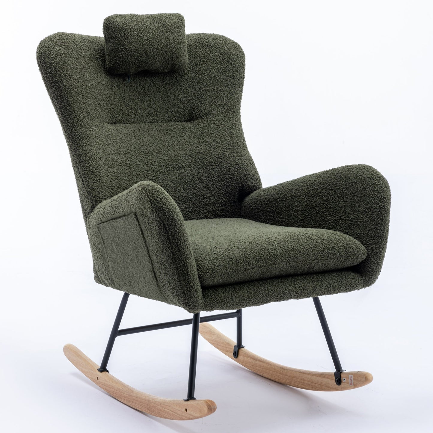 35.5-Inch Soft Teddy Fabric Rocking Chair with Pockets