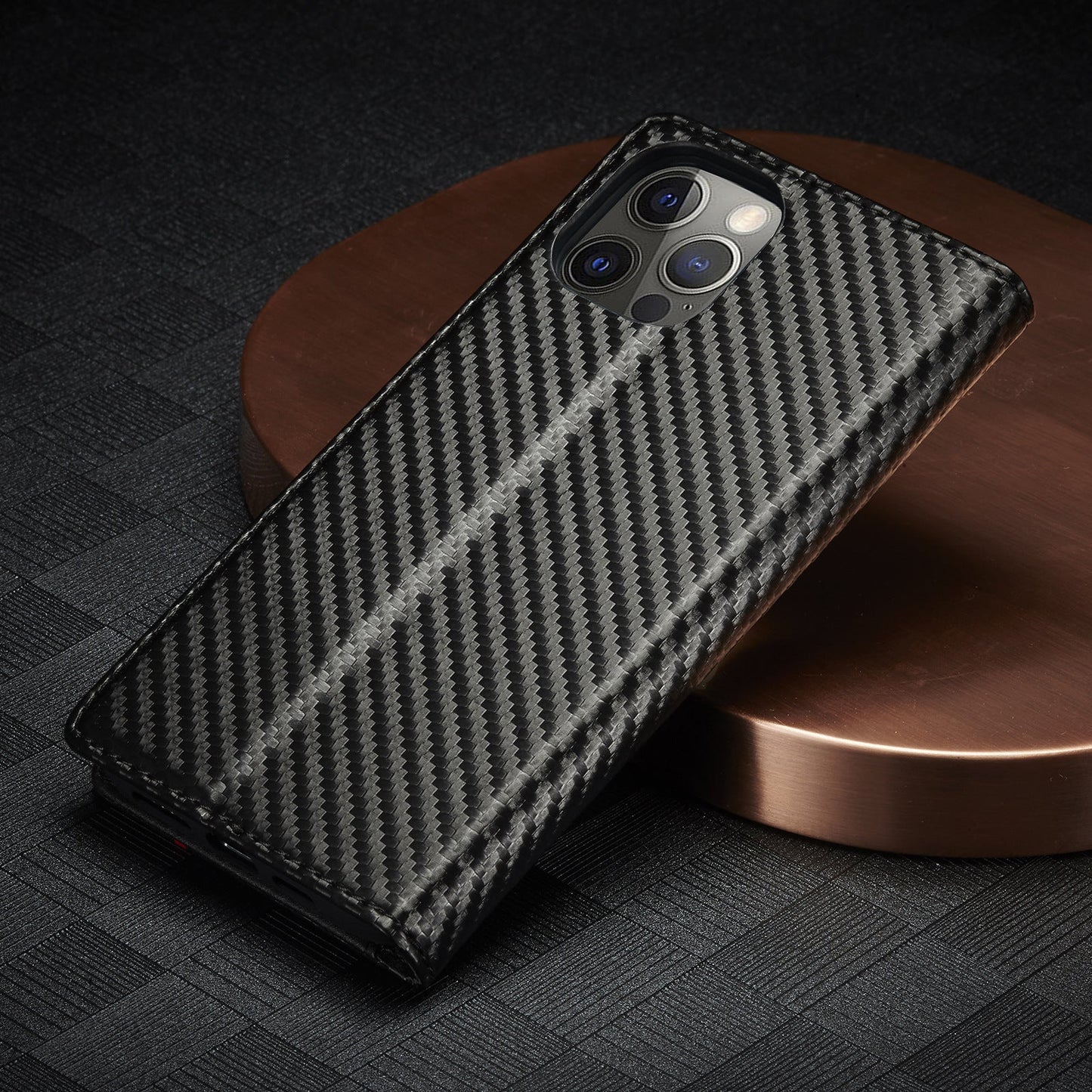 New Carbon Fiber For iPhone 13 13promax 13pro Mobile Phone Leather Case Magnetic Suction Protective Cover - Korvel