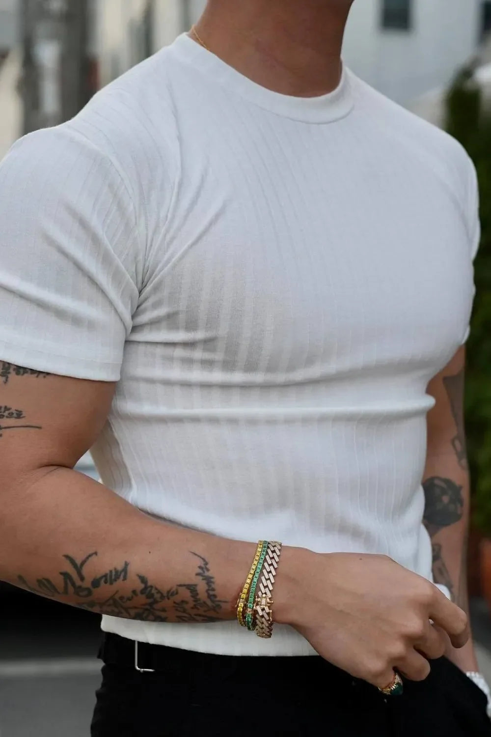 Camiseta de manga corta con cuello redondo para hombre en tallas grandes