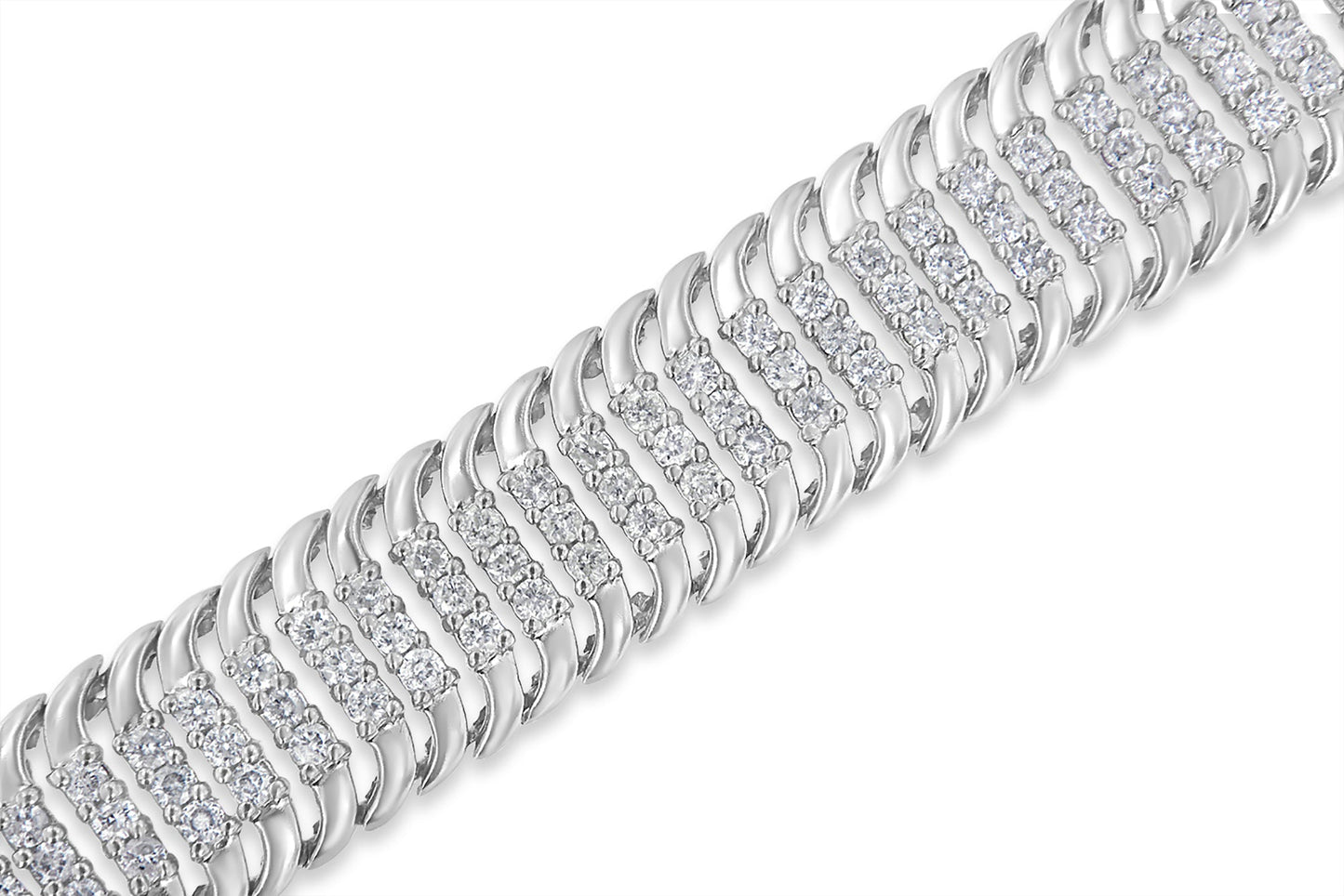 Bracelet de tennis en or blanc 14K avec 5,0 carats de diamants en forme de S