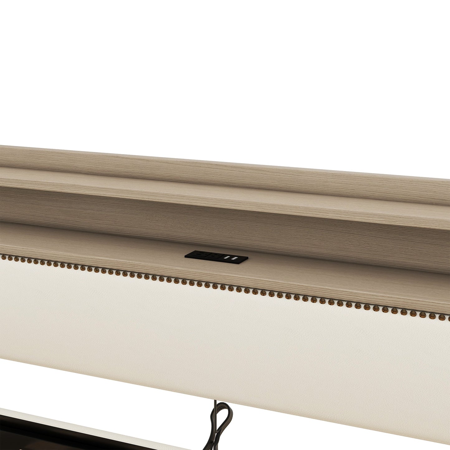 Twin Size Daybed with Storage Drawers, Upholstered Daybed with Charging Station and LED Lights, Beige - Korvel