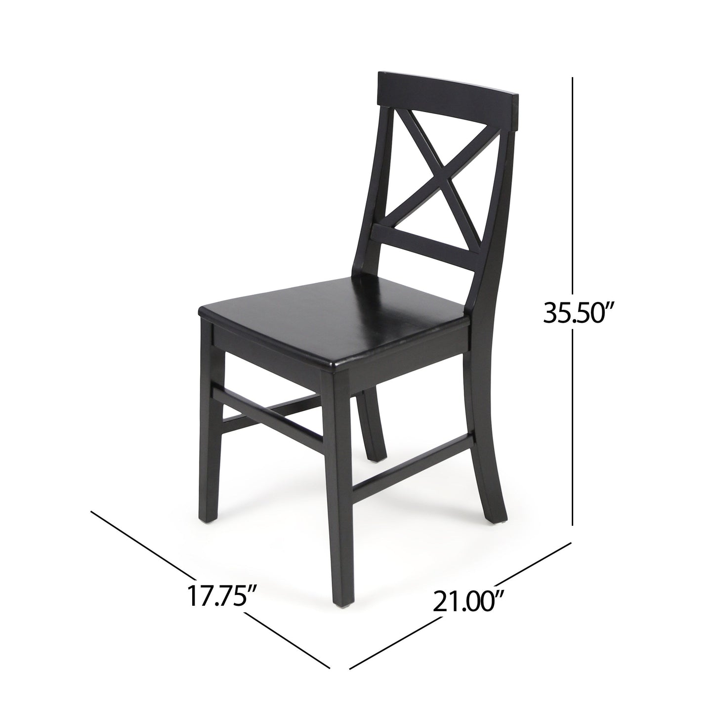 Chaises de salle à manger en bois d'acacia Roshan Farmhouse, noires (ensemble de 2)