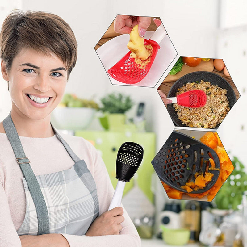 Grinding dish spoon mashing and draining water drain spoon grinding ginger and garlic spoon egg mixer mashed potatoes - Korvel