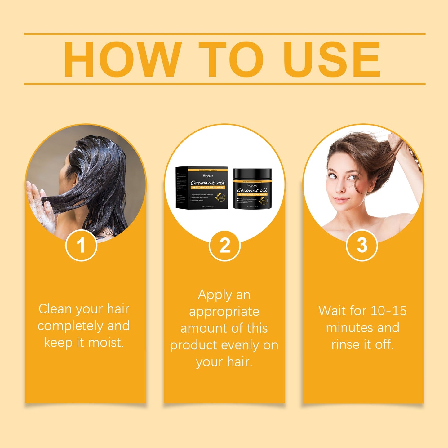 Coconut Oil Hair Mask Repair Dry Hair, Smooth And Glossy Hair Care Coconut Oil Hair Mask - Korvel