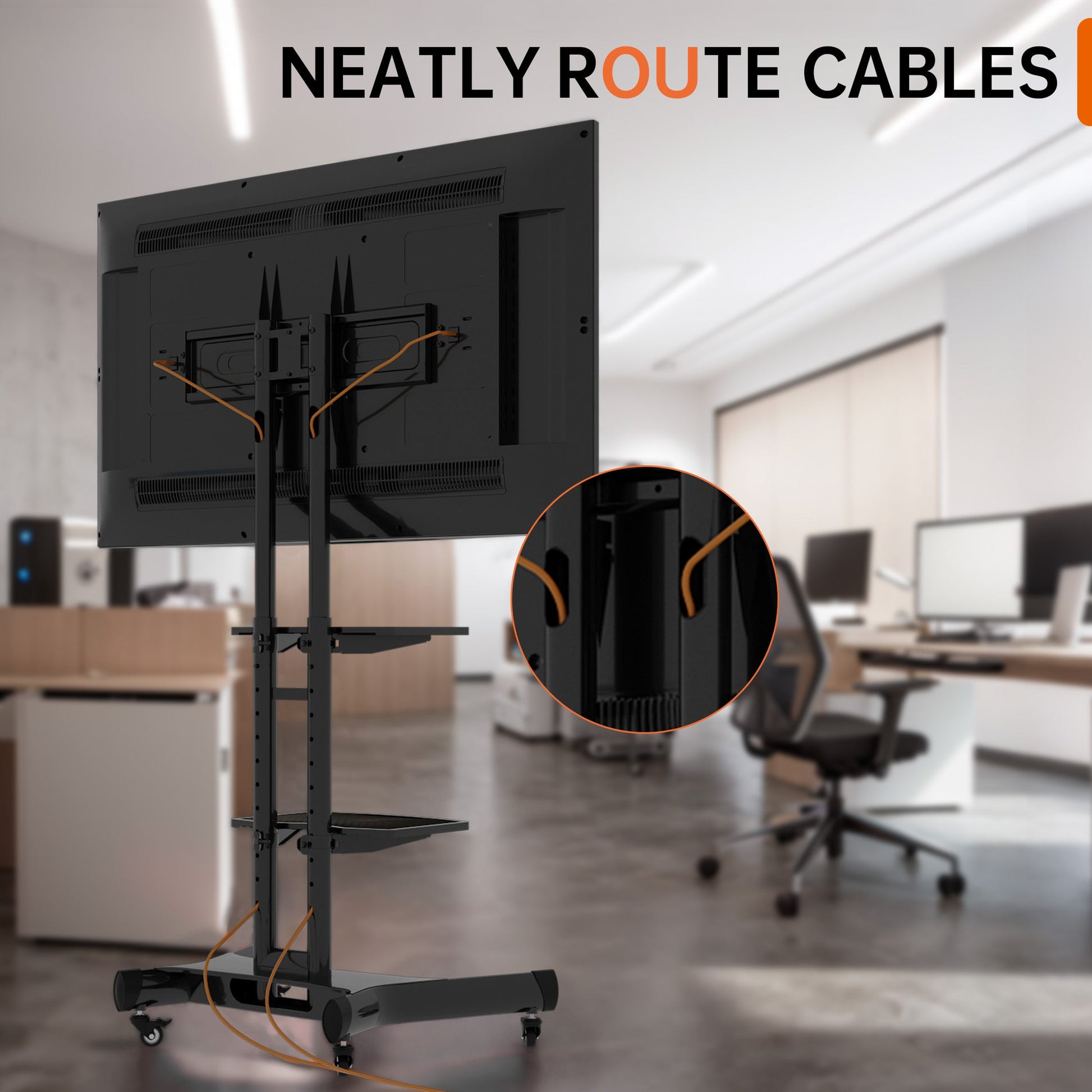 FANCO Universal Rotating TV Stand, suitable for 32-80 inch TVs, adjustable tilt height, maximum VESA 600x400mm (black) - Korvel