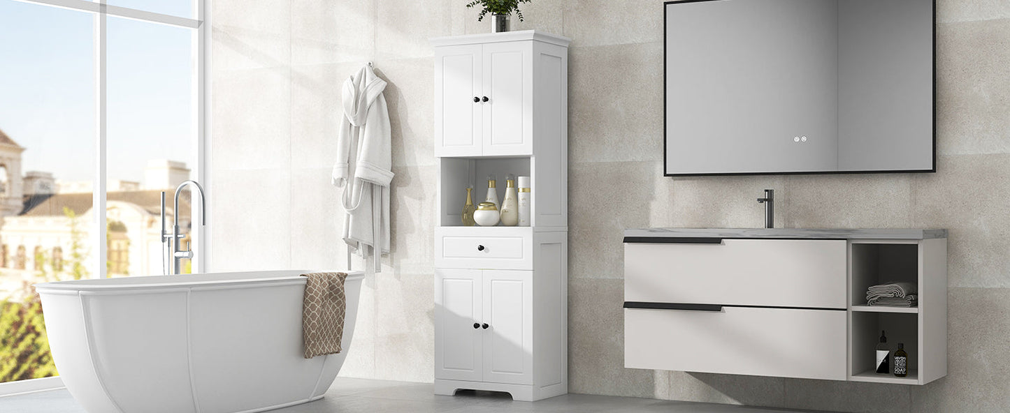 Elegant Tall Bathroom Cabinet with Ample Storage Space