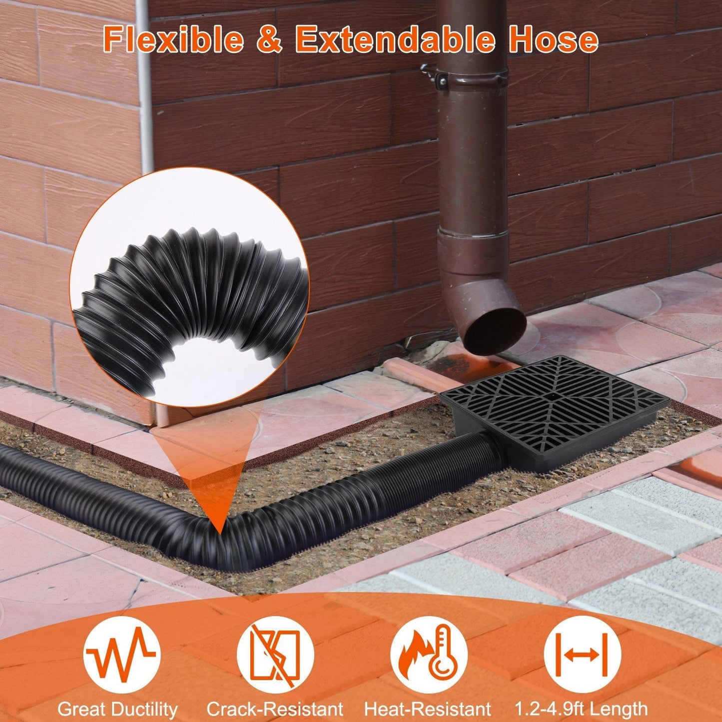 LJG Gutter Downspout Extension with Flexible Hose - 2 Pack