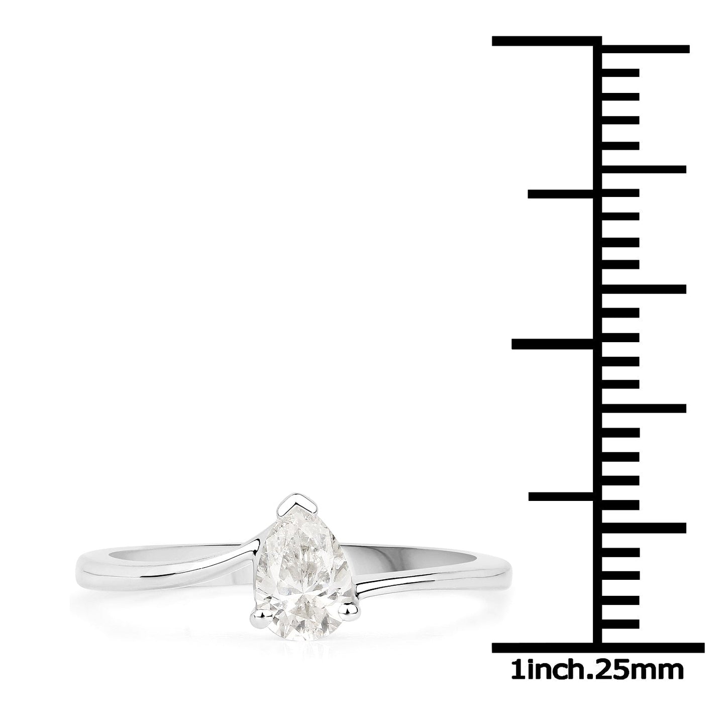 14K White Gold 0.50 Carat Genuine Diamond Engagement Ring