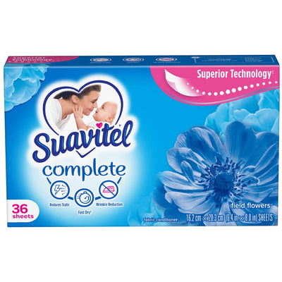 Suavitel Complete Dryer Sheets, Field Flowers Scent, 36 Count
