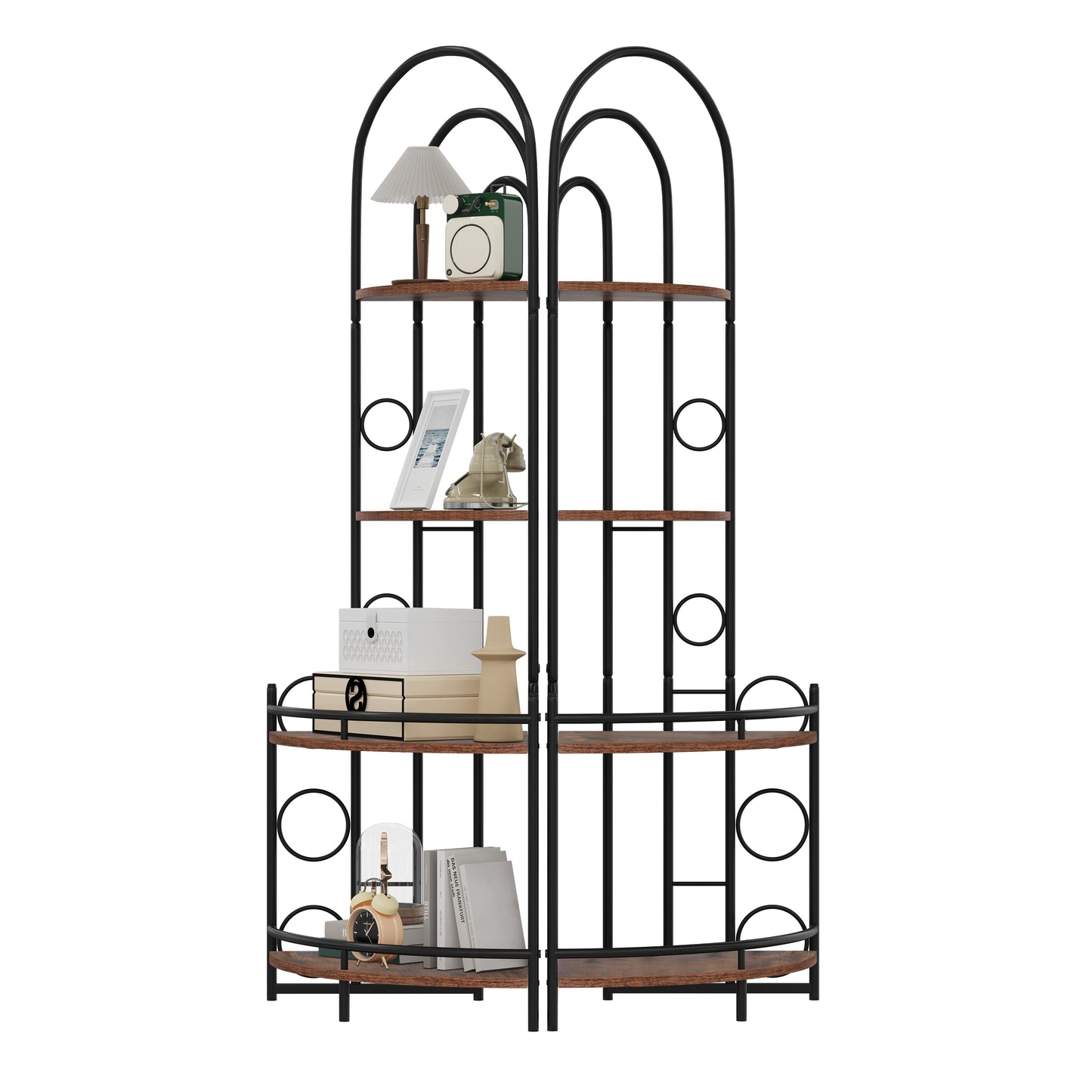 4-Tier Corner Bookshelf, Modern Style, Plant Stand with Metal Frame - Korvel