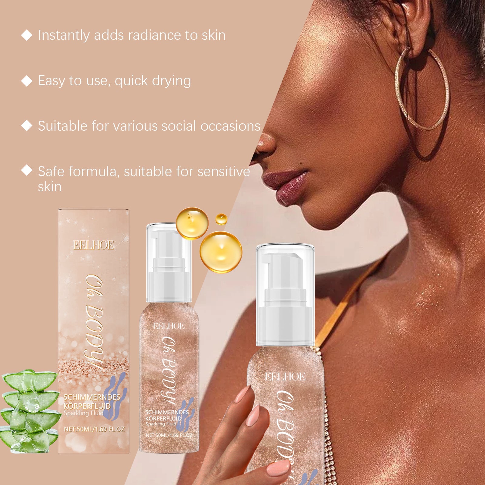 Glitter Body Lotion Glitter Powder Hair Face Body Colorful Shiny Smooth Comfort Glitter Lotion - Korvel