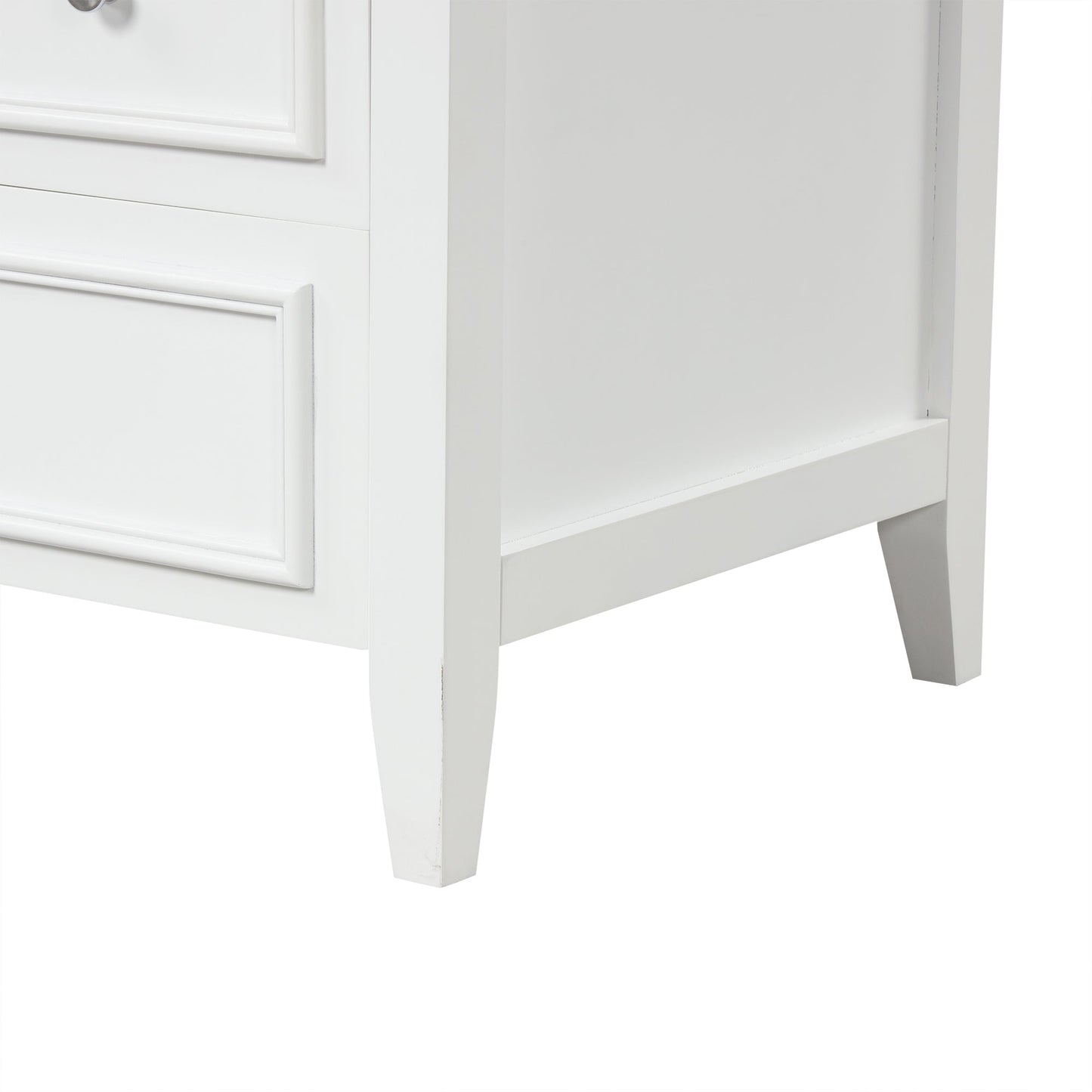 30" Bathroom Vanity with Sink, Bathroom Vanity Cabinet with Three Drawers and Door, Solid Wood and MDF, White - Korvel
