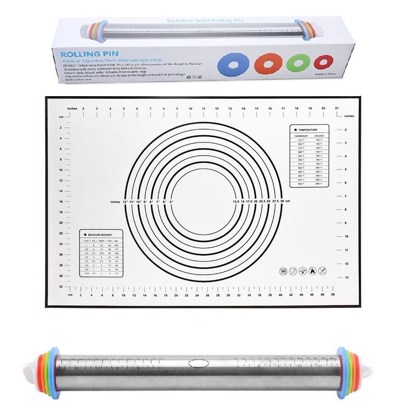 17 inch stainless steel adjustable thickness rolling pin scale rolling pin leather material kneading tool - Korvel
