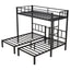 Twin over Twin & Twin Bunk Beds for 3, Twin XL over Twin & Twin Bunk Bed Metal Triple Bunk Bed, Black - Korvel