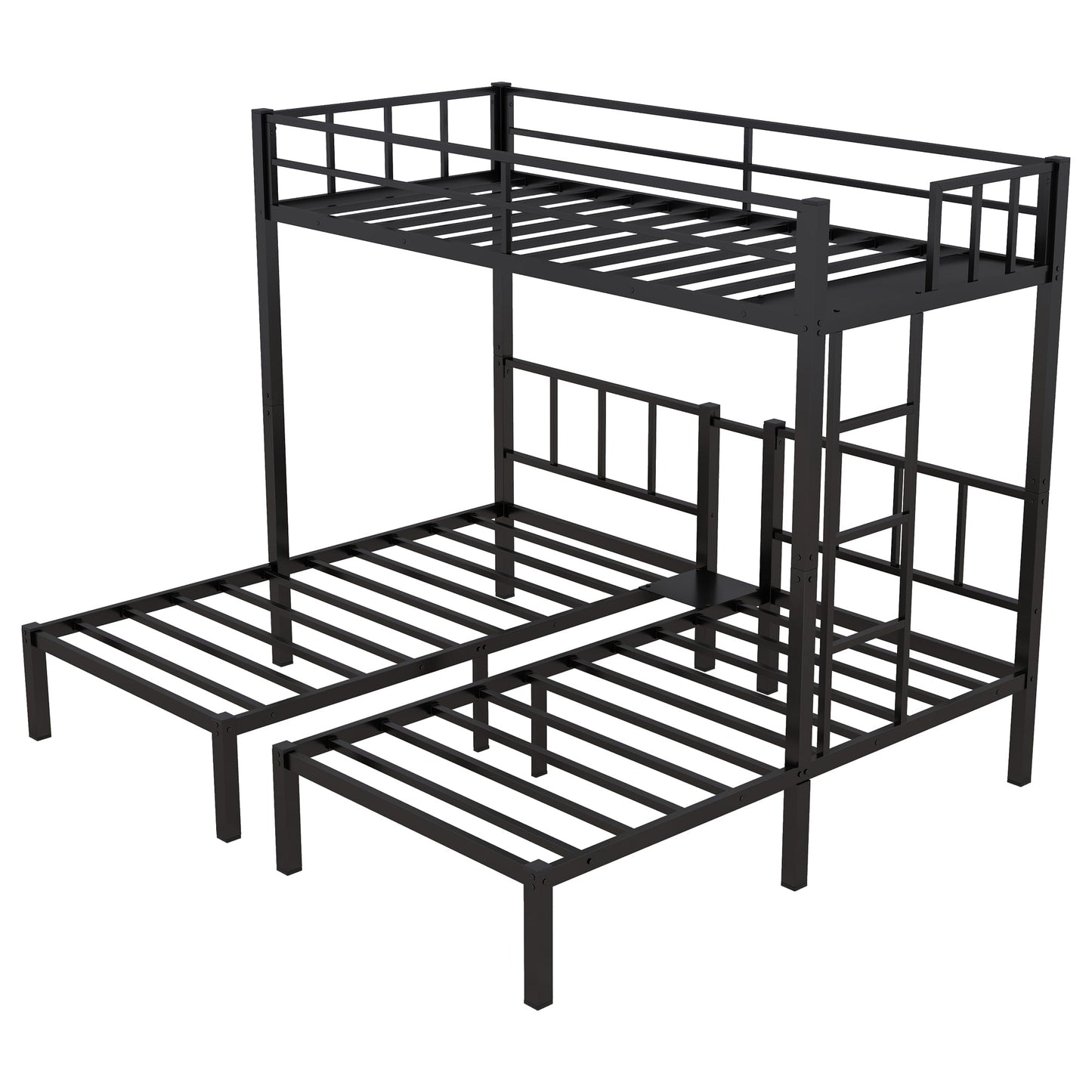 Twin over Twin & Twin Bunk Beds for 3, Twin XL over Twin & Twin Bunk Bed Metal Triple Bunk Bed, Black - Korvel