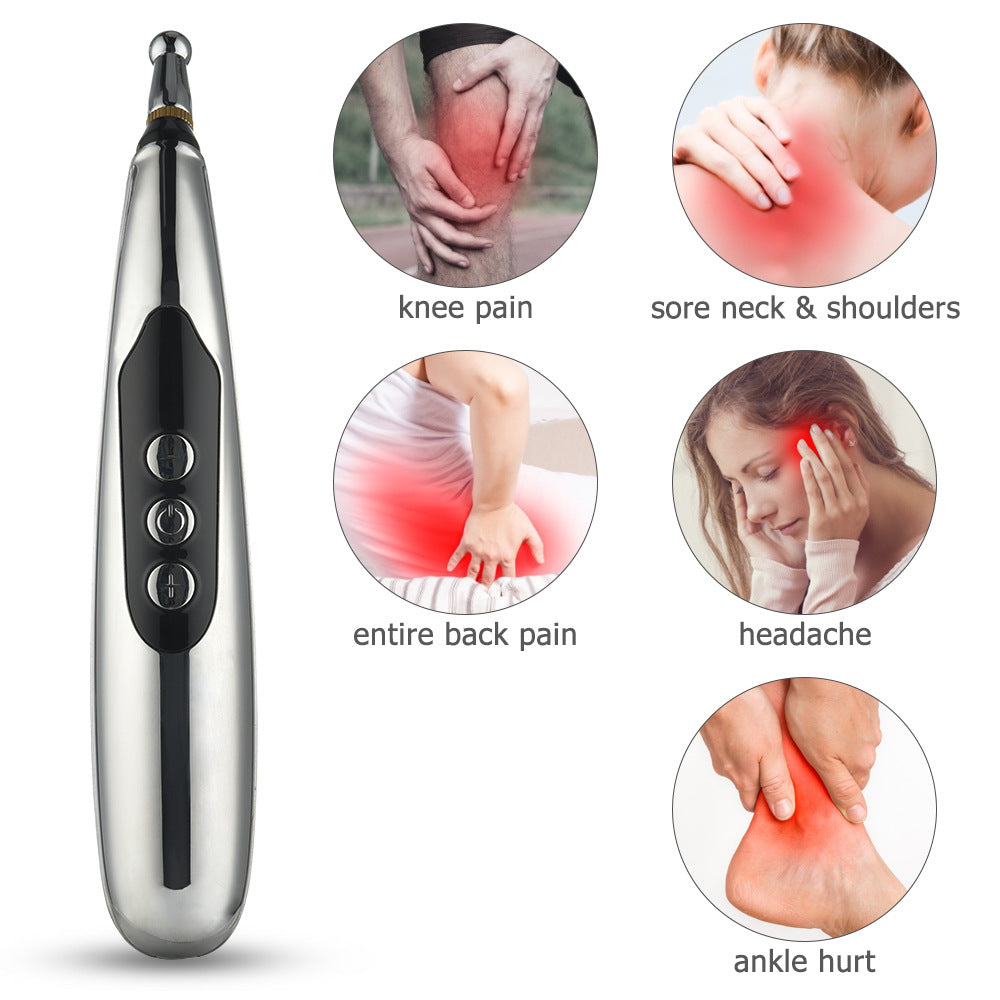 Rechargeable Acupoint Massage Pen 5-Head Meridian Pen Massager Magnetic Therapy Pain Relief Massager - Korvel