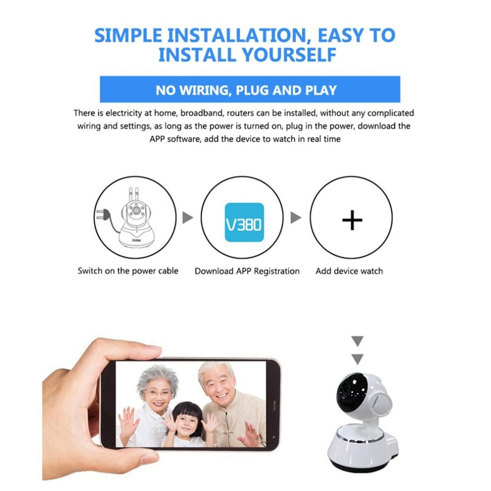 Baby Monitor Portable WiFi IP Camera 720P HD Wireless Smart Baby Camera Audio Video Record Surveillance Home Security Camera - Korvel