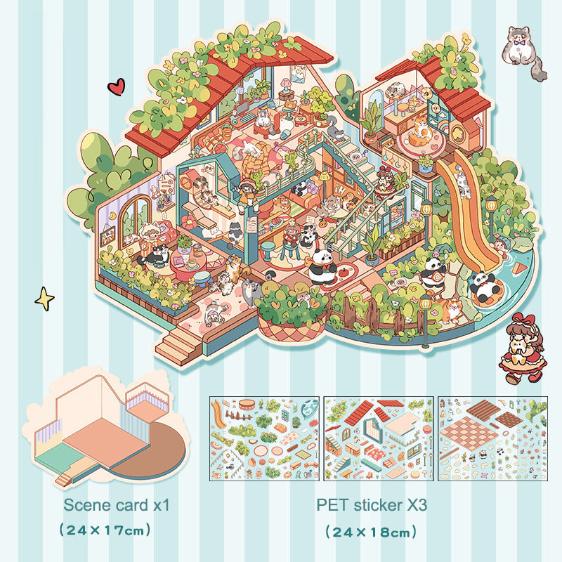 Landscape stickers large 3D stereoscopic scene collage miniature scene ledger stickers DIY stickers - Korvel